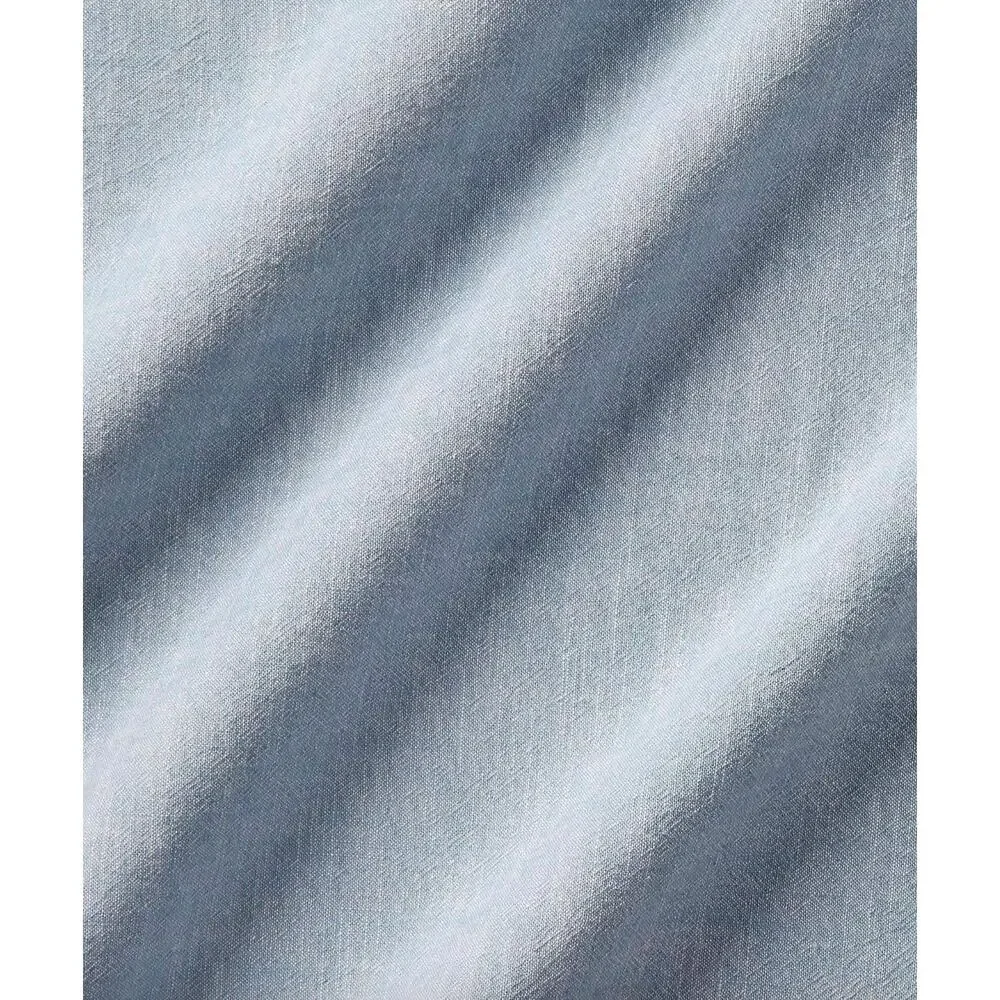 Ralph Lauren Queen Flat Sheet Workshirt Chambray Cotton Blue $215 NEW NWT